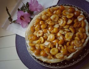 Tarte tatin light aux mirabelles sur feuilles de brick