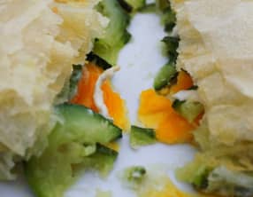 Croustillants de courgettes, ouf et chèvre