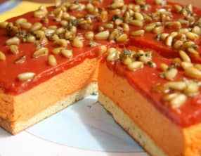 Warhol aux poivrons et au basilic et son palet de tomate