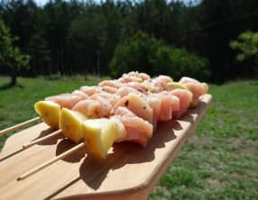 Brochette poulet, miel et estragon