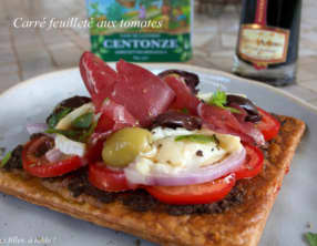 Carrés feuilletés tomates et tapenade