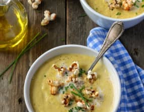 Velouté de maïs au pop corn