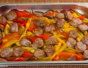 Saucisses aux poivrons et pommes de terre