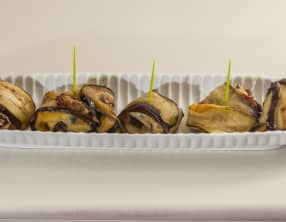 Roulés d'aubergines aux coulemelles et au comté