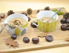 Soupe châtaignes noisettes thym