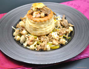 Vol-au-vent de fruits de mer et fromage aux herbes