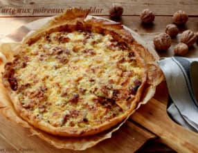 Tarte aux poireaux et cheddar