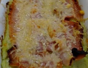 Purée de chou romanesco au St-Môret, gratinée à la poitrine fumée et parmesan