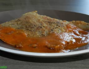 Ailes de raie aux herbes et sa sauce aux poivrons