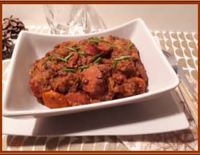 Lentilles au coulis de tomates et saucisses fumées