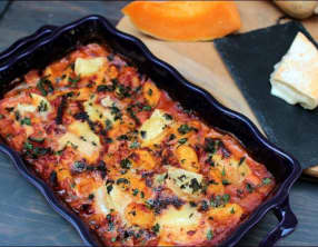 Gratin de gnocchi au potiron lardons et reblochon