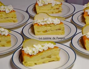 Gâteau magique aux poires flambées à la liqueur de poire Williams