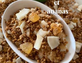 Le granola maison quinoa soufflé, coco, ananas et sirop batterie