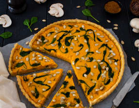 Quiche butternut, champignon, épinard