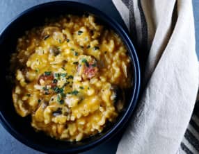 Risotto safrané au chorizo et champignons