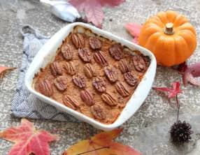 Purée patate douce-courge gratinée aux noix de pécan