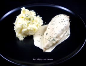 Filet de poulet à la moutarde et purée de panais