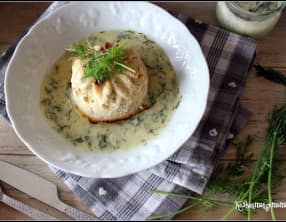 Flans de poireaux et crevettes sauce citronnée