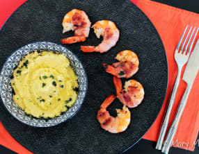 Gambas sautées, polenta cremeuse au mascarpone