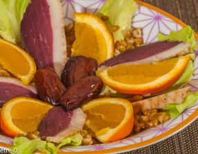 Salade de petit épeautre au magret séché et aux oranges