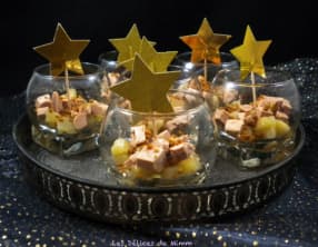 Verrines de foie gras aux poires caramélisées