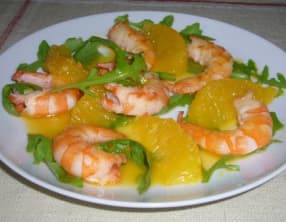 Salade de crevettes et sa sauce à l’orange épicée