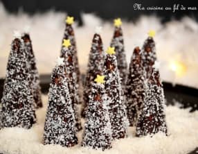 Forêt de sapins au chocolat et noix de coco