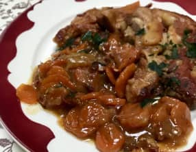 Tendrons de veau miel, cumin et lardons