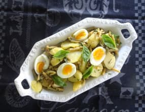 Salade de pommes de terre, haricots verts et anchois