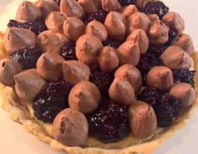 Tarte chocolat, tomme, myrtille et framboise