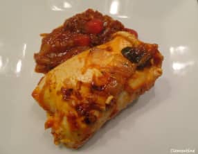 Roulé de dinde, sauce aux olives noires