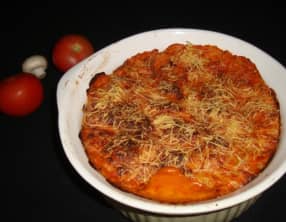 Lasagnes de crêpes tomates, champignons et basilic