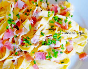 Tagliatelles au jambon cru, sauce mozza