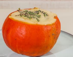 Potimarron farci aux cèpes et aux lardons