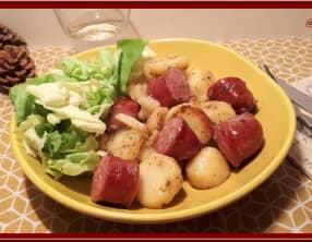 Pommes de terre sautées à la saucisse de Montbéliard