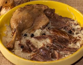 Choucroute, effilochée de canard confit