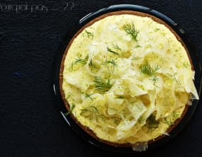 Tarte au fromage frais, miel de sarrasin, fenouil