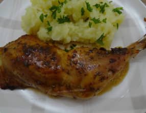 Cuisses de poulet marinées et rôties