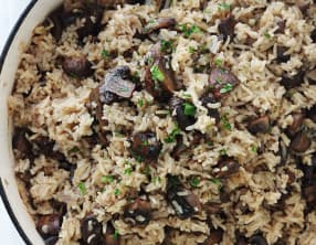 Riz aux champignons au four