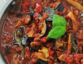 Sauce tomate aubergines et poivrons