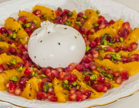 Salade d'oranges grillées, burrata et grenade