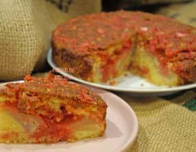 Le gâteau Lyonnais aux poires et aux pralines roses