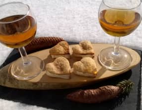 Sèches comtoises, glace au Macvin et glace au miel de sapin du Jura et aux noisettes