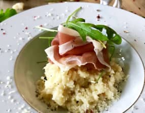 Risotto au parmesan et jambon de parme