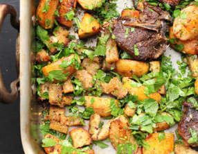 Agneau, navets et rutabagas rôtis