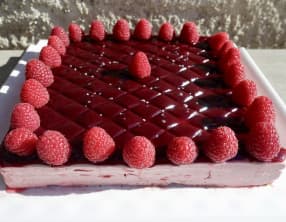Bavarois framboise et son miroir