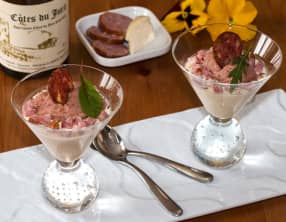 Panna cotta au Brillat Savarin et rillettes à la Morteau