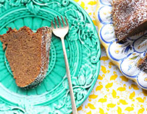 Gâteau au gingembre, sirop de Liège et bière stout