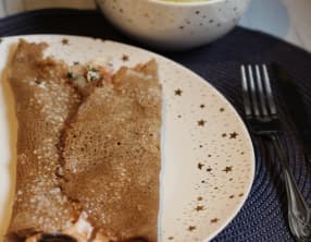 Galette au saumon fumé et champignons