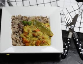 Écrevisses et petits légumes au curry